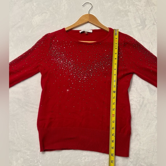 Liquid by Sioni rhinestone red sweater. Size medium. Beautiful bling - Picture 5 of 8